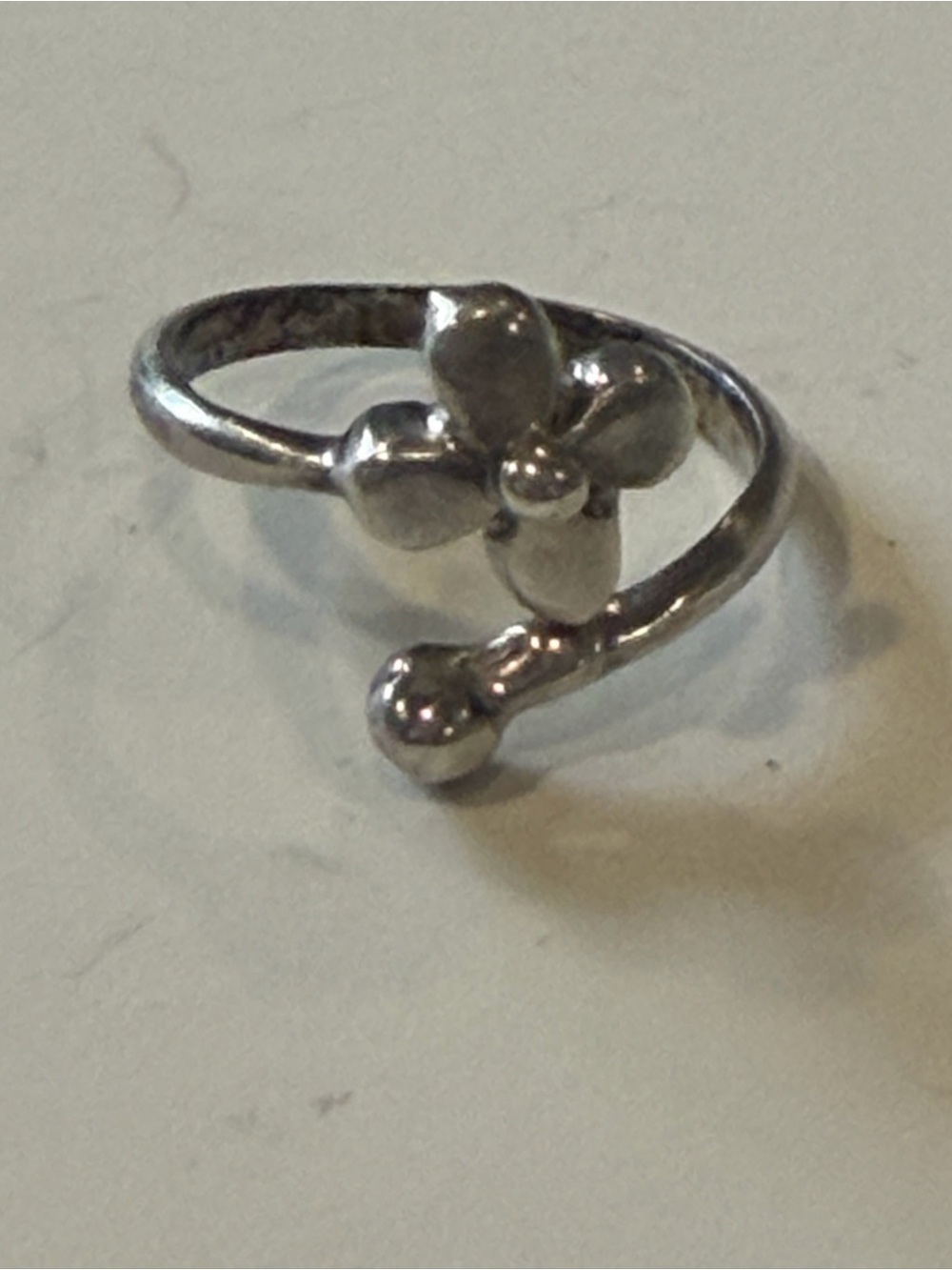 Adjustable Wrap Design 925 Sterling Silver Flower Floral Band Ring Size 5 #424